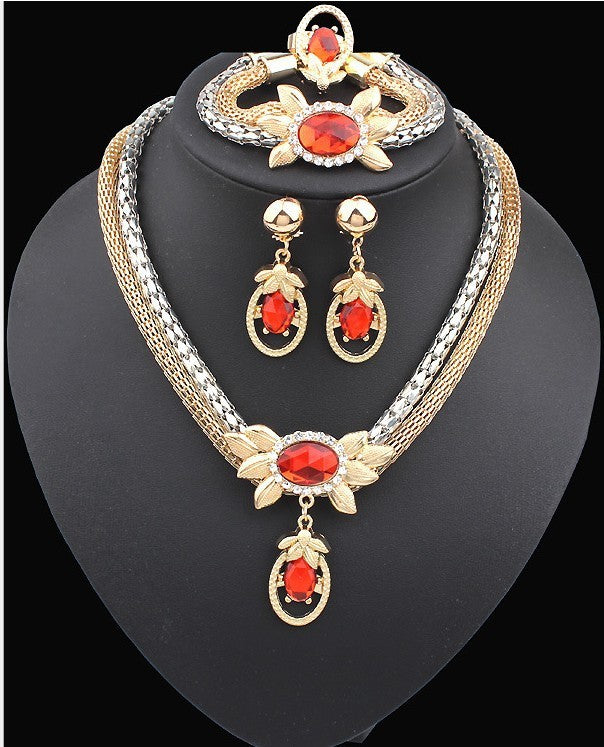 Crystal Flower Bridal Jewelry 4-Piece Set