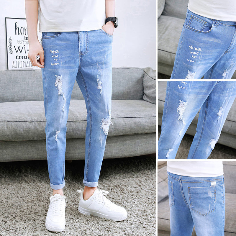 Black Ripped Ankle Jeans