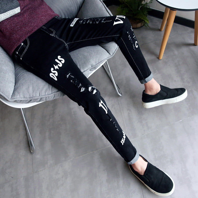 Black Ripped Ankle Jeans