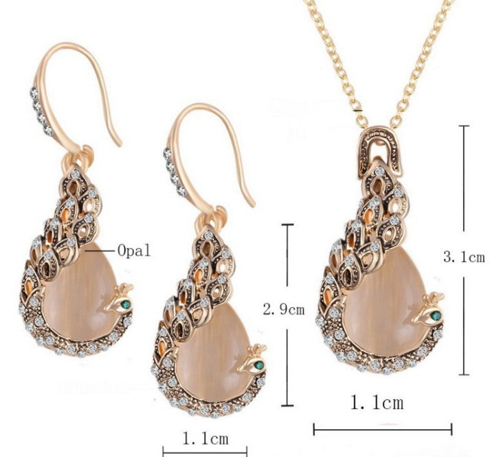 Rhinestone Waterdrop Necklace & Earring Set