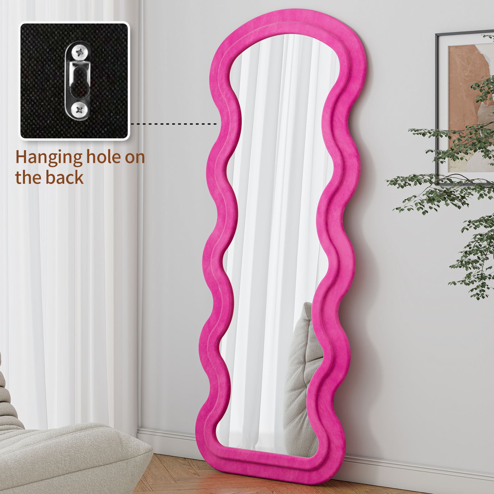 Rose Wave Floor Mirror — Flannel-Wrapped