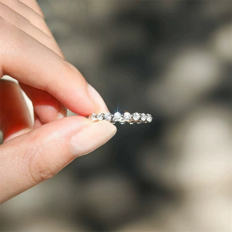 Zirconium Silver Simple Stacked Ring