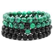 Malachite Stretch Bracelet — Black Matte
