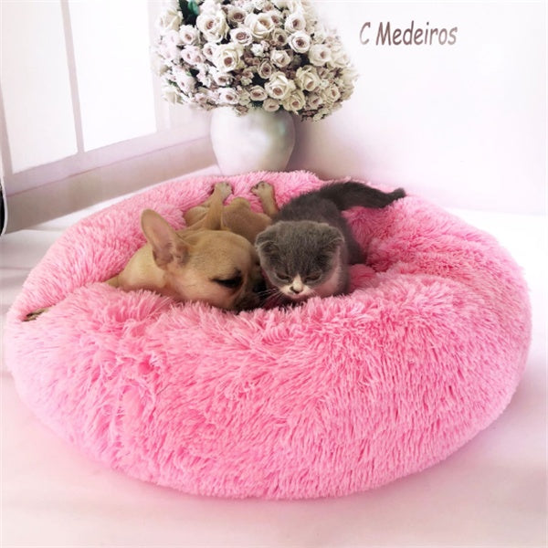 Round Long-Plush Pet Cushion Bed