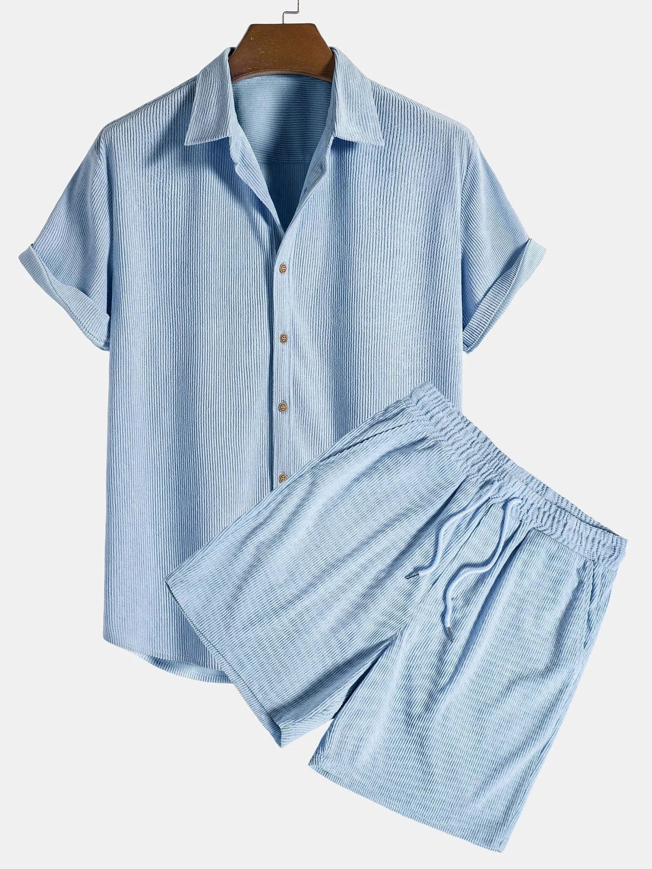 Corduroy Short-Sleeve Suit Set