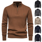 Men's Half-Zip Stand Collar Knit Sweater