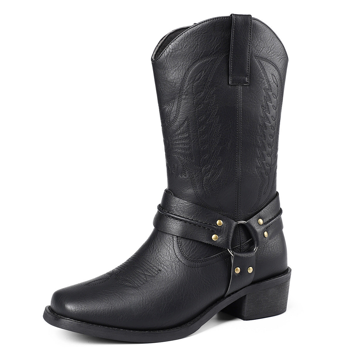 Men's Casual Heeled Leather Boots