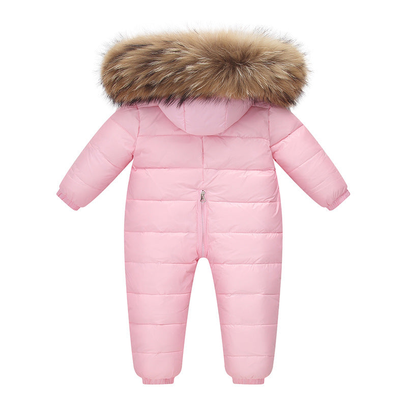 Baby White Duck Down Hooded Onesie