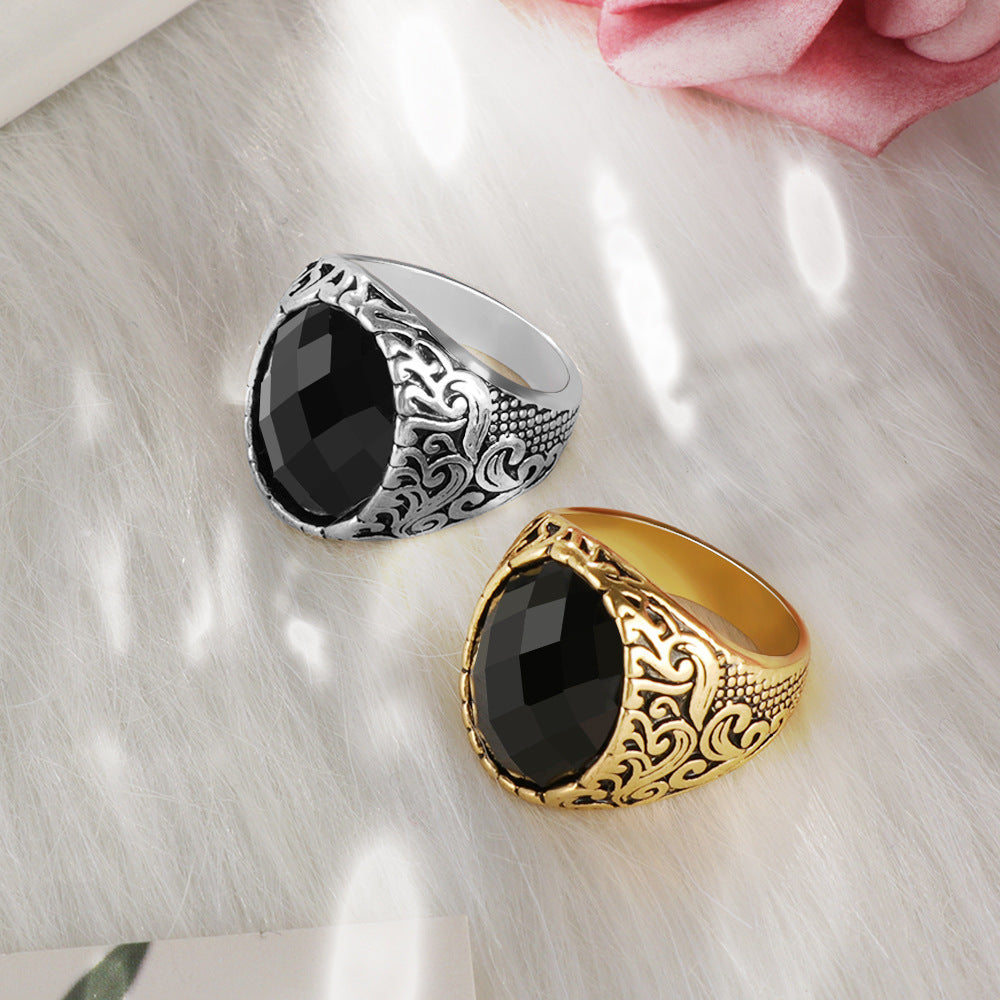 Men's Faceted Stone Statement Ring