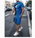 Men's Casual T-shirt Shorts Two-piece Printed Sportswear