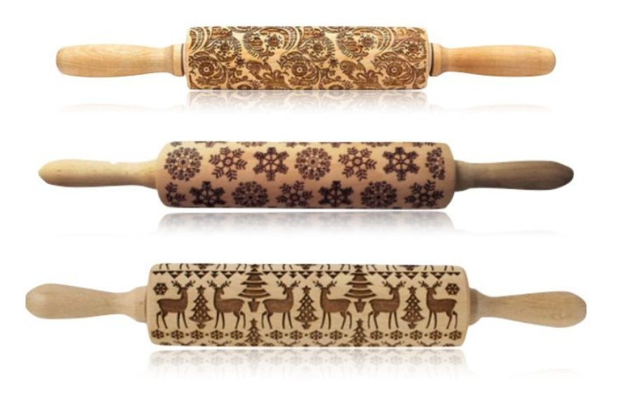 Christmas Embossing Rolling Pin