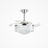 Crystal Fan Lights European Ceiling Fan Lights Living Room Bedroom Dining Room Invisible Led Fan Chandelier All Copper