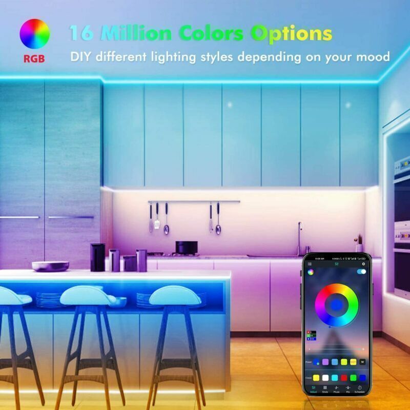 RGB LED Strip Lights with Bluetooth Remote