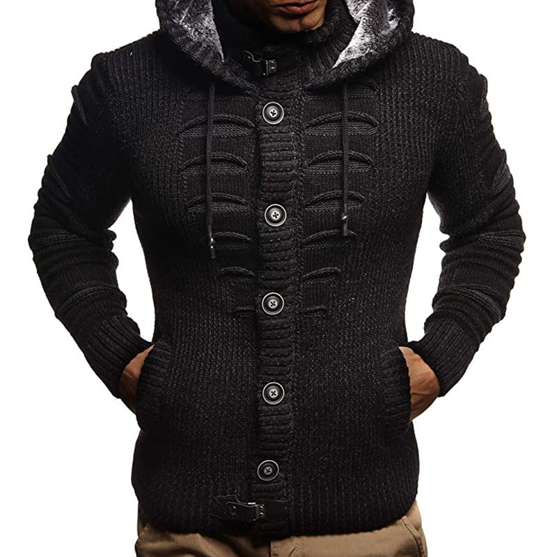 Men's Hooded Knit Cardigan