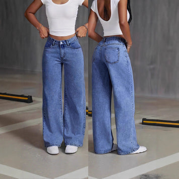 Womens High-waisted Straight-leg, Loose-fitting Casual Pants