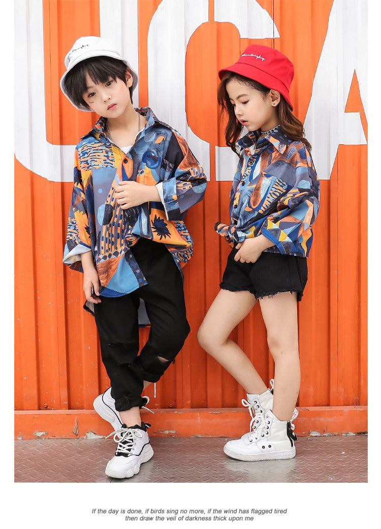 Kids Loose Floral Dance Shirt
