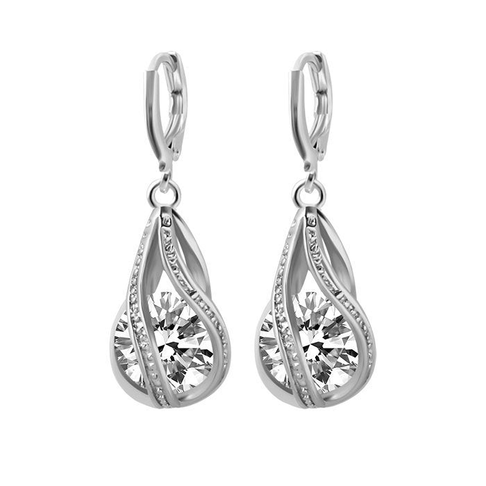 Korean Zircon Bridal Necklace and Earrings Set