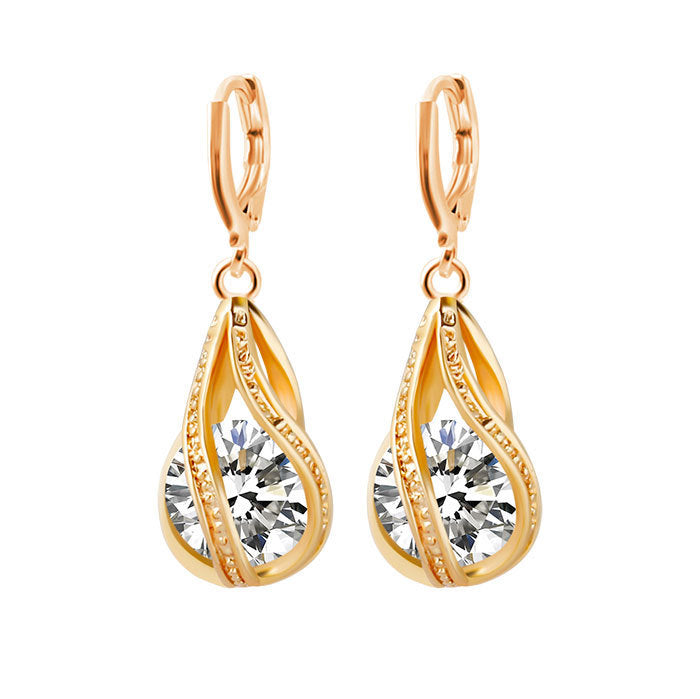 Korean Zircon Bridal Necklace and Earrings Set