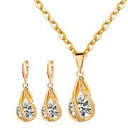Korean Zircon Bridal Necklace and Earrings Set