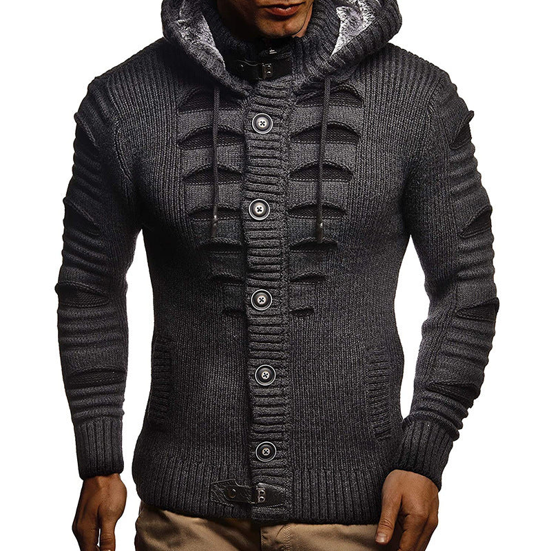 Men's Hooded Knit Cardigan