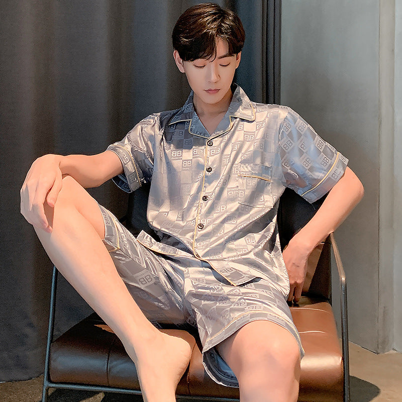 Men's Ice Silk Short-Sleeve Pajama Set