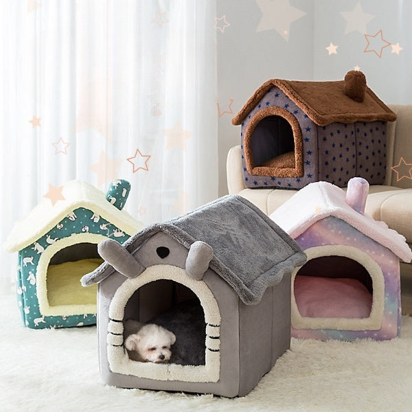 Coral Fleece Pet House Bed