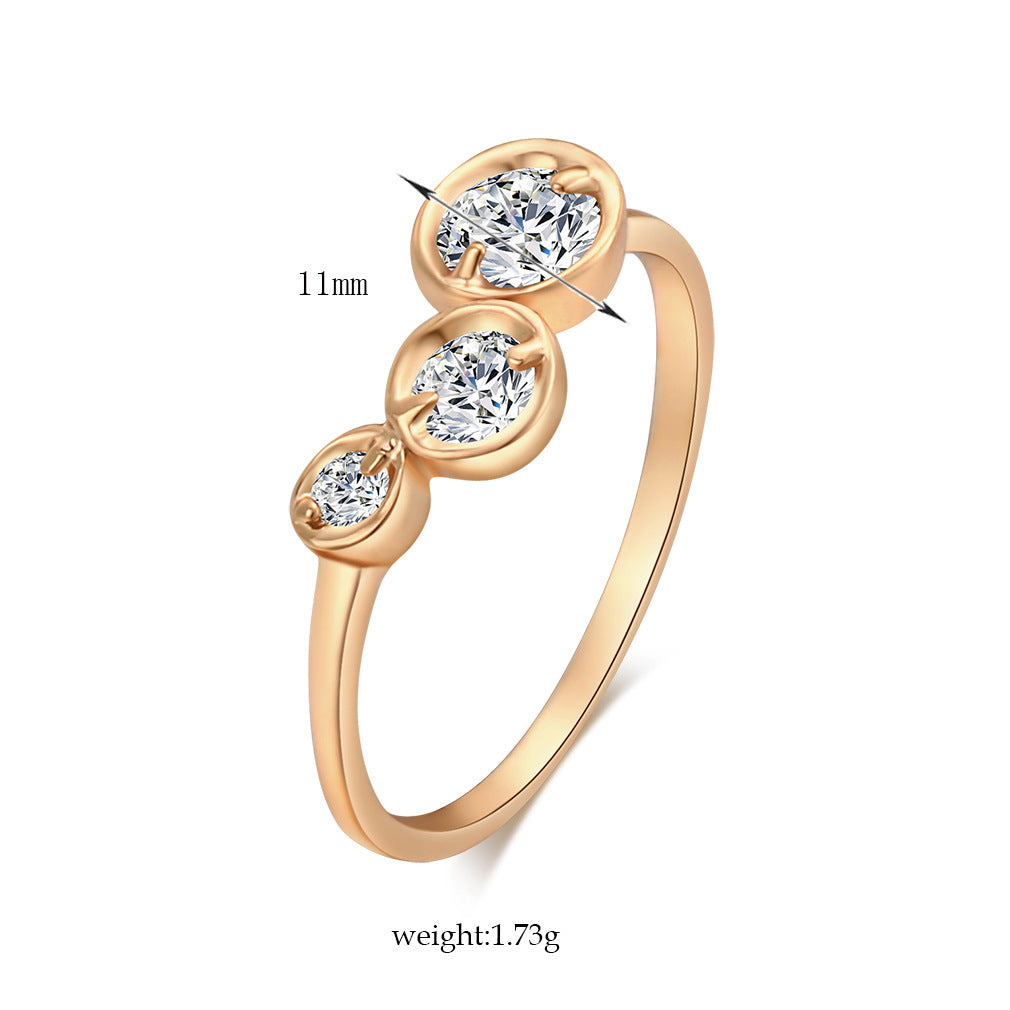 Lotus Leaf Zircon Three-Piece Ring Set