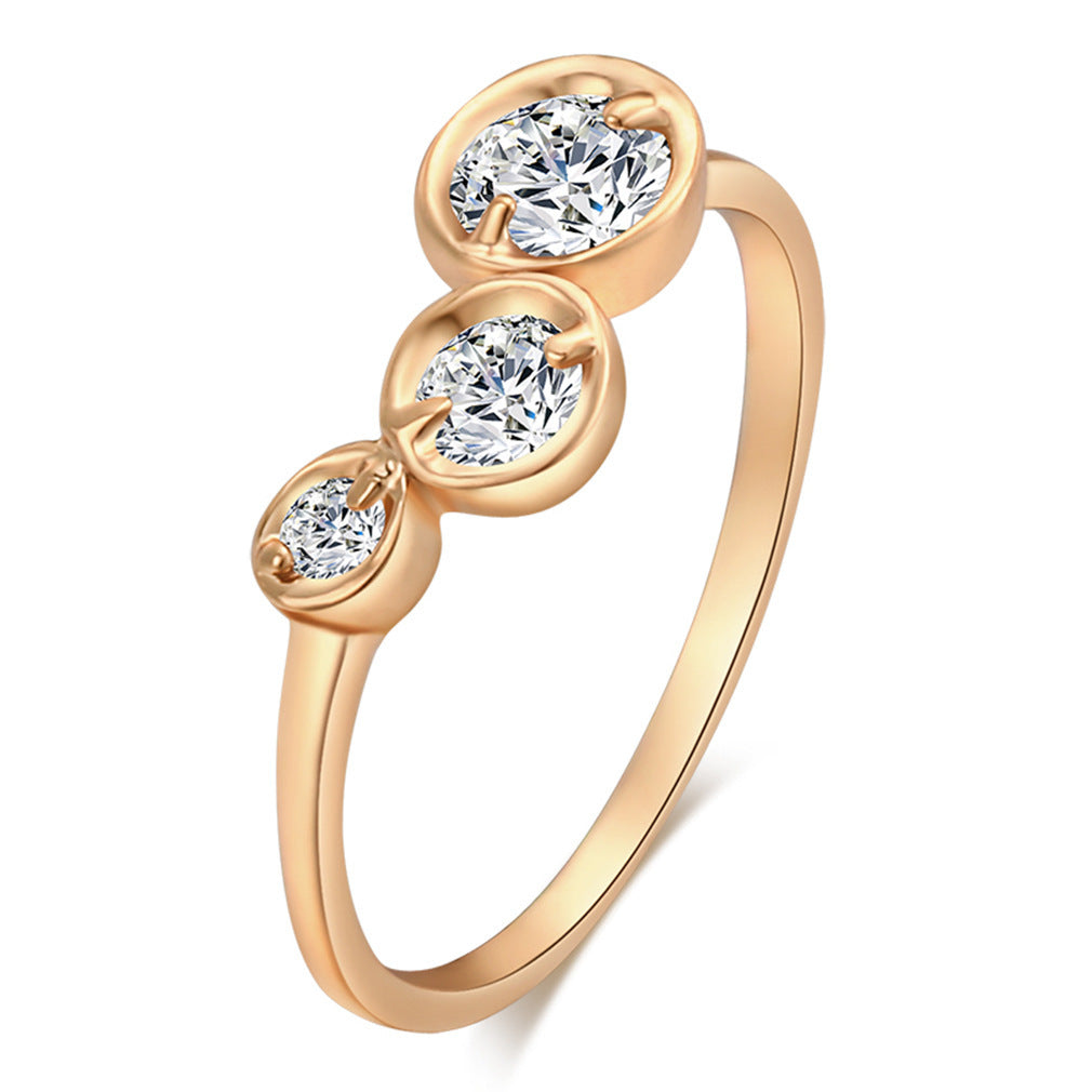 Lotus Leaf Zircon Three-Piece Ring Set
