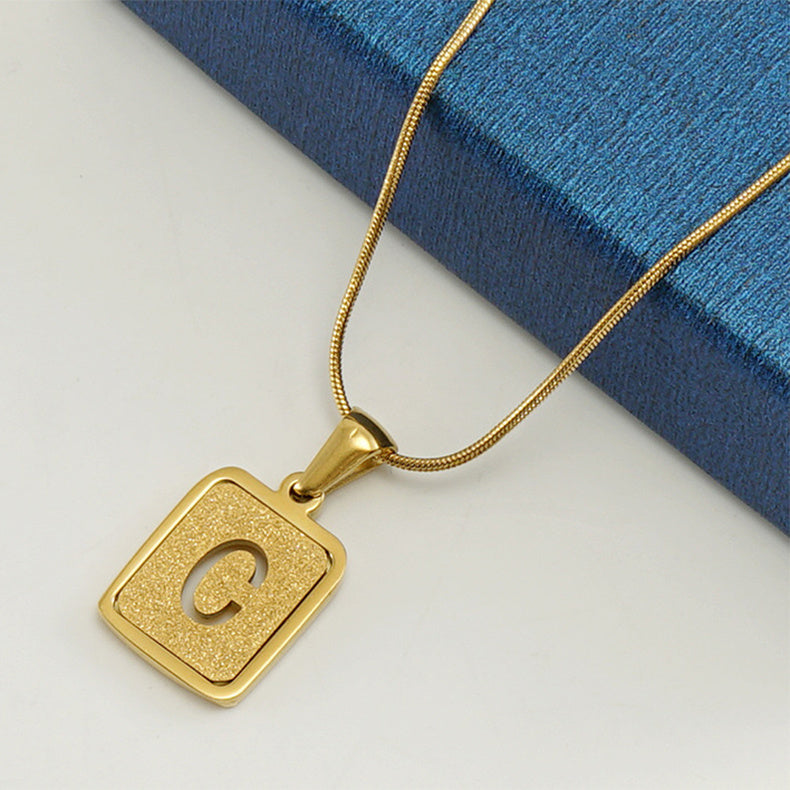 18K Gold Hollow Square Letter Necklace