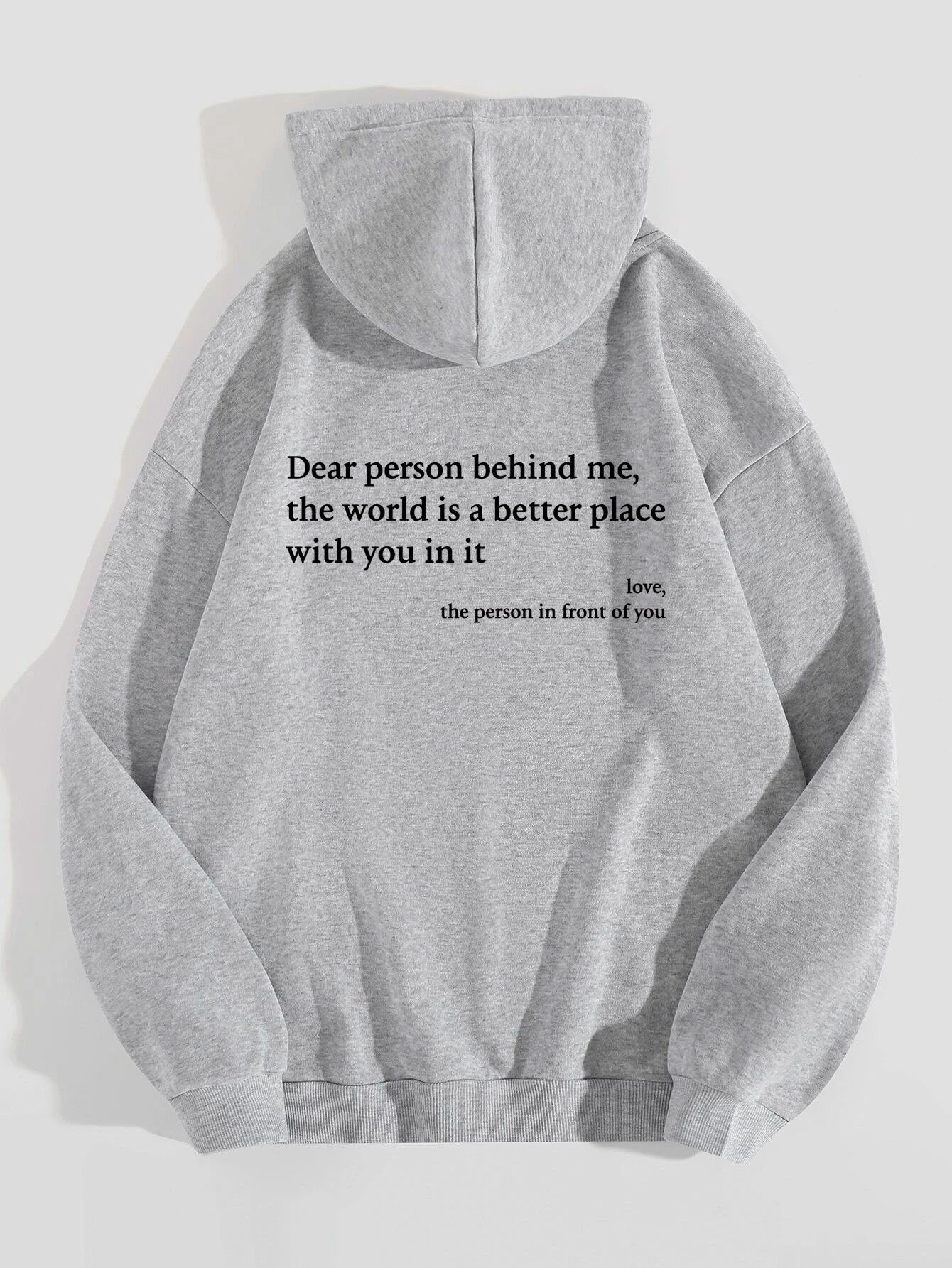 "Dear Person Behind Me" Plush Drawstring Hoodie