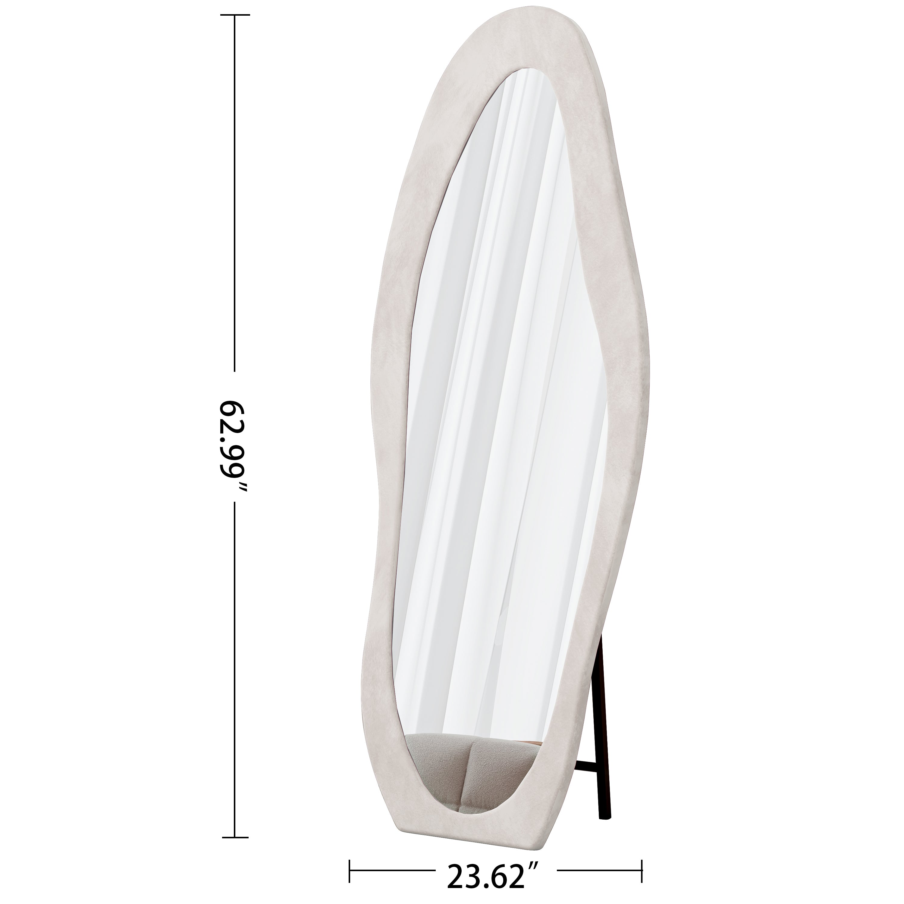 White Wavy Full-Length Floor Mirror — 63x24