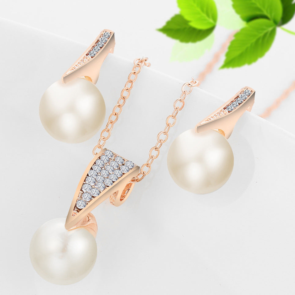 Pearl Necklace & Earring Wedding Banquet Set