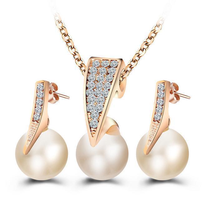 Pearl Necklace & Earring Wedding Banquet Set