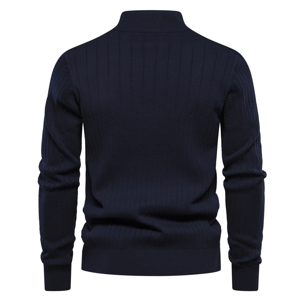 Men's Half-Zip Stand Collar Knit Sweater