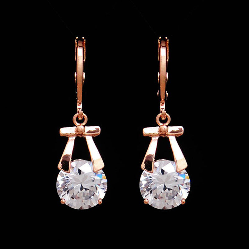 Gold-Plated Crystal Earrings & Butterfly Pendant Bridal Jewelry Set