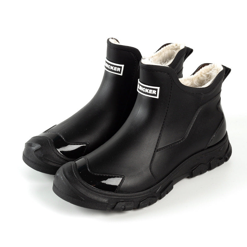 Velvet-Lined Outdoor Rain Boots