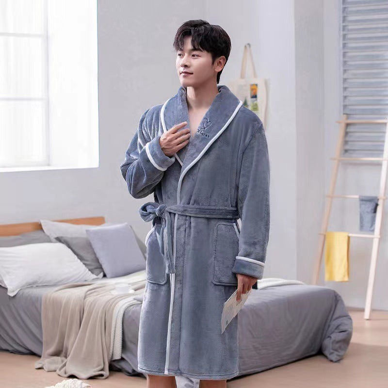 Men's Plush Oversize Flannel Bathrobe