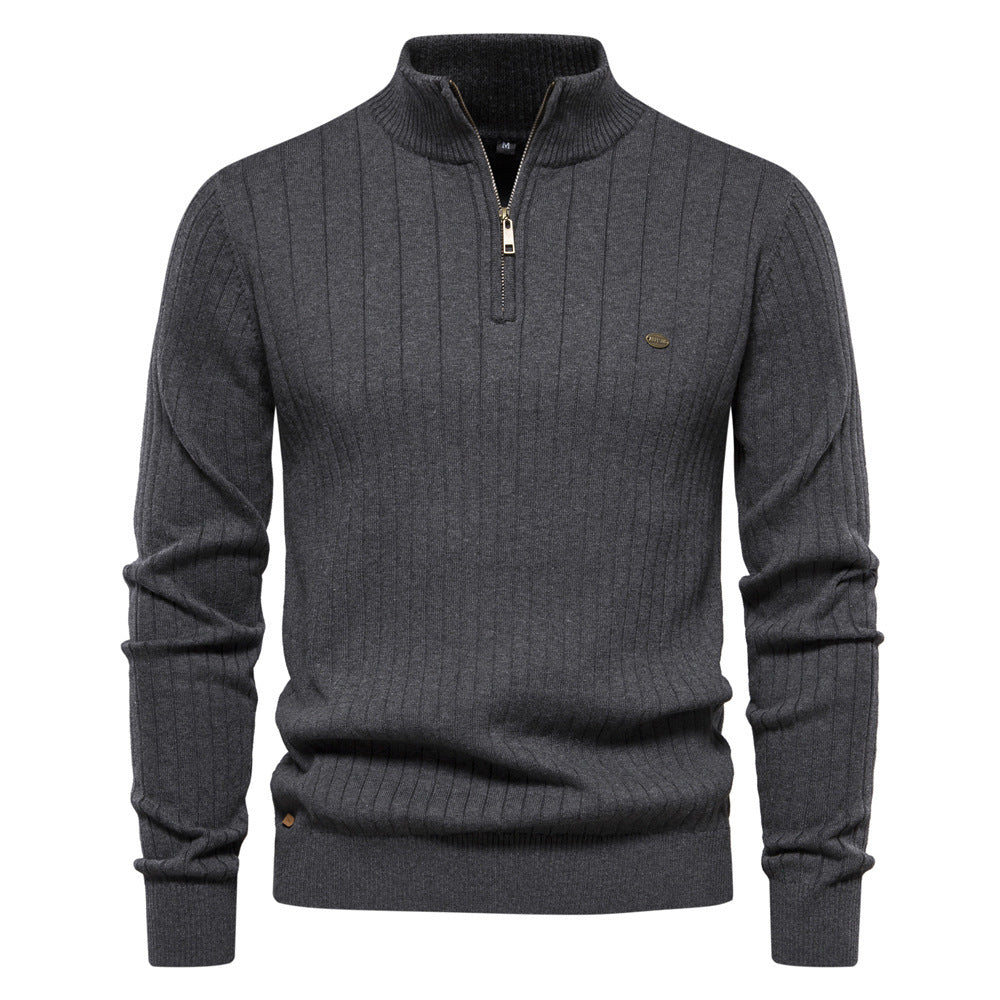 Men's Half-Zip Stand Collar Knit Sweater