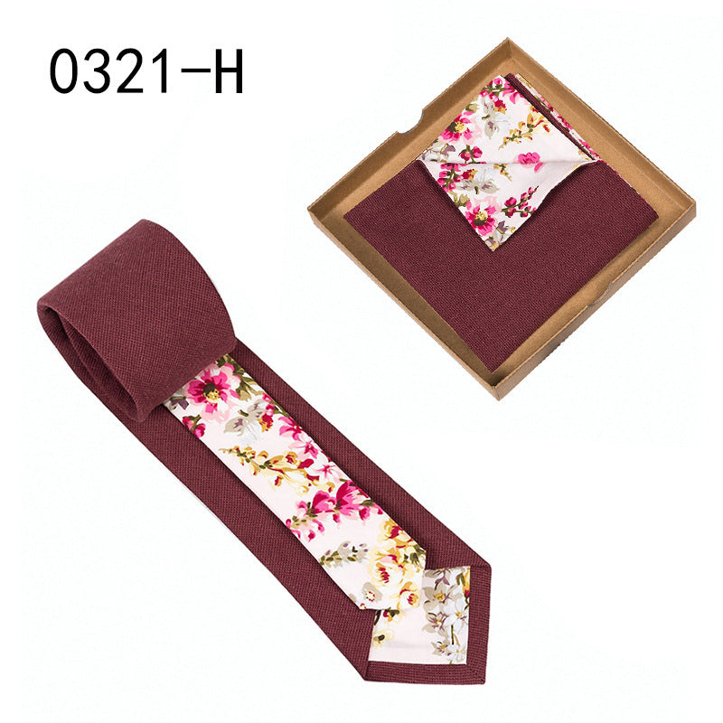 Floral Cotton Necktie & Pocket Square Set