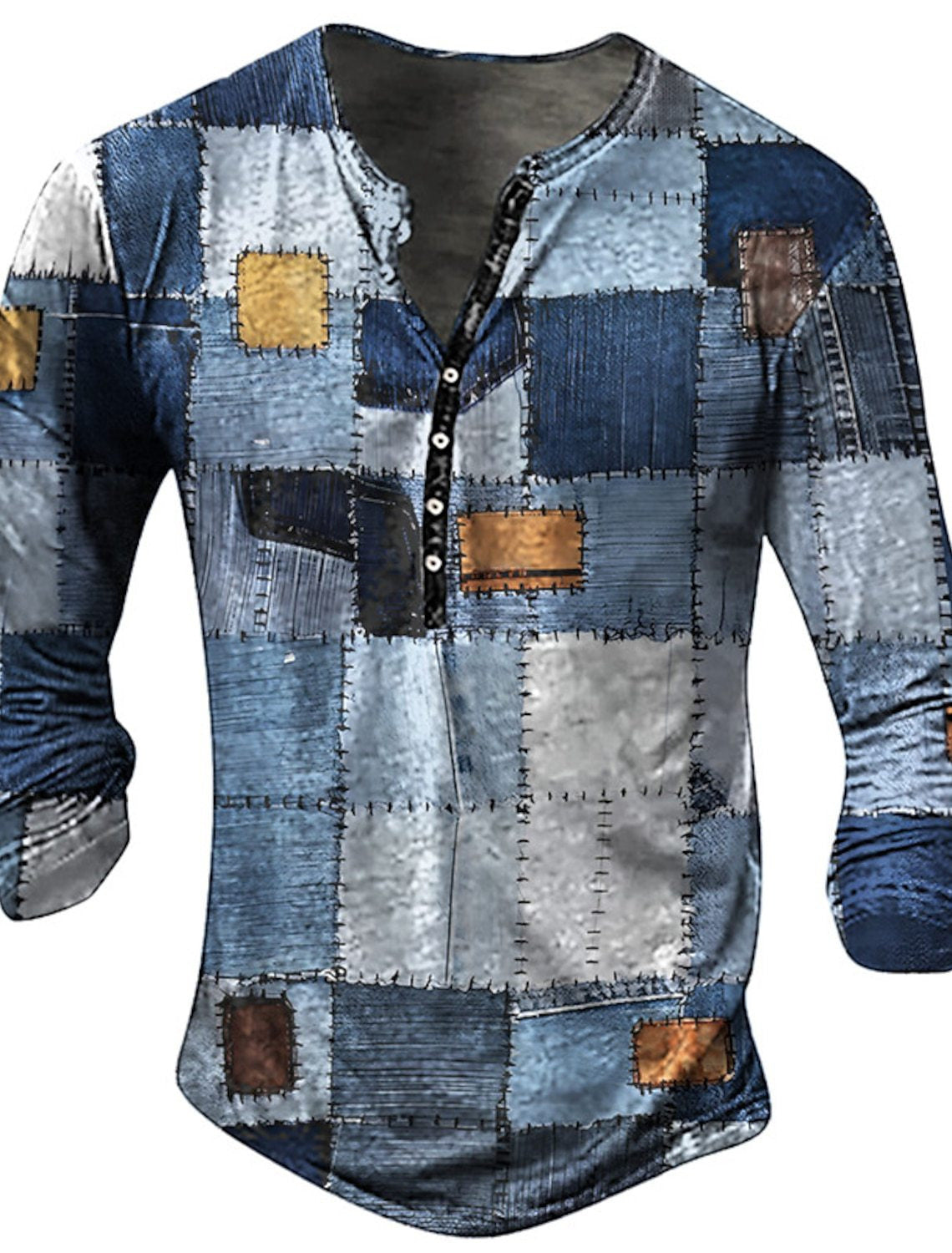 Men's Print Long-Sleeve Henley