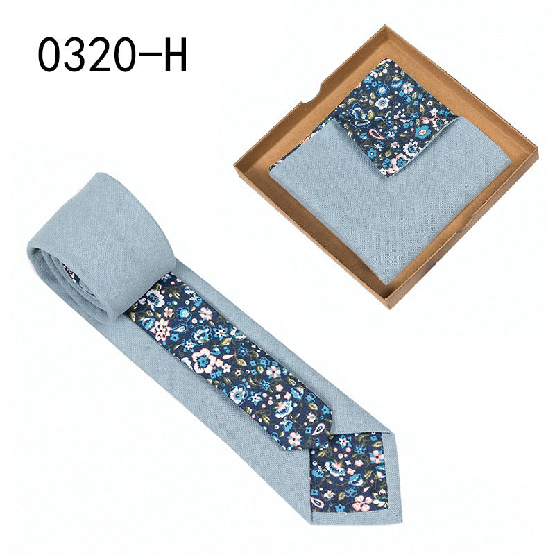 Floral Cotton Necktie & Pocket Square Set