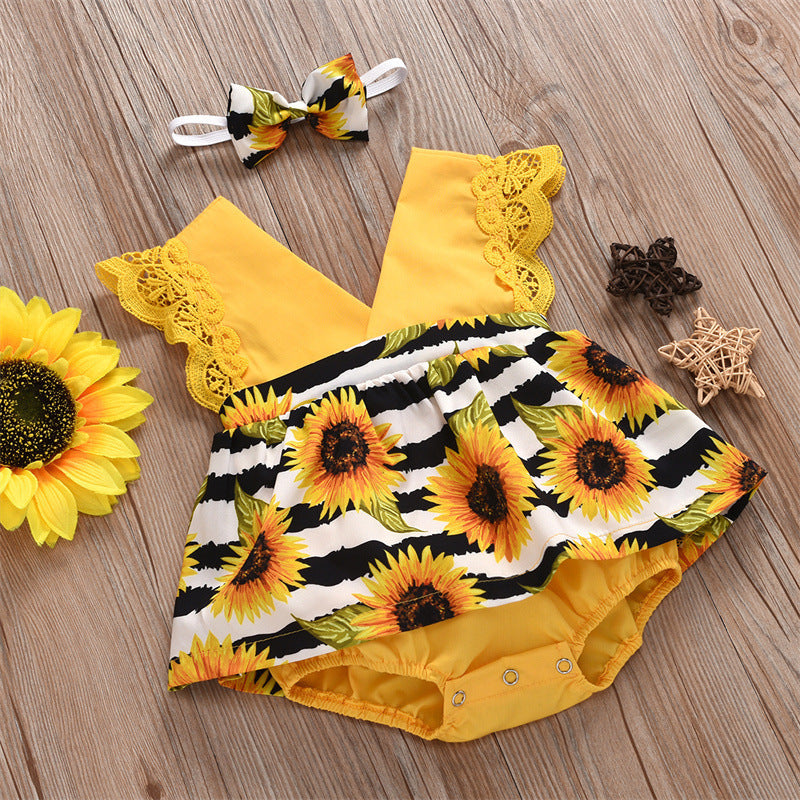 Baby Lace Sunflower Romper