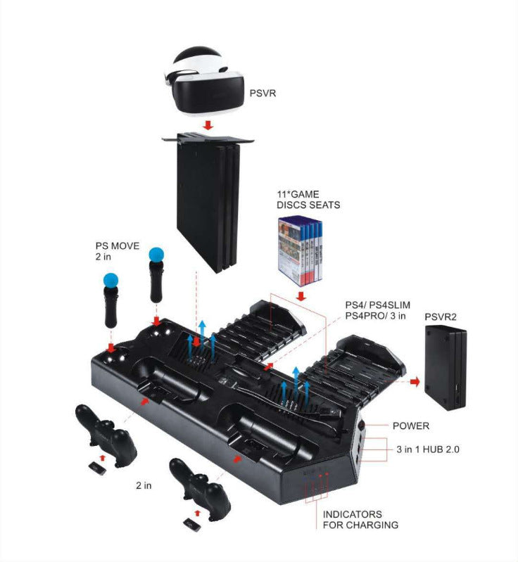 PS4 Controller Charging Dock with Disc Bracket