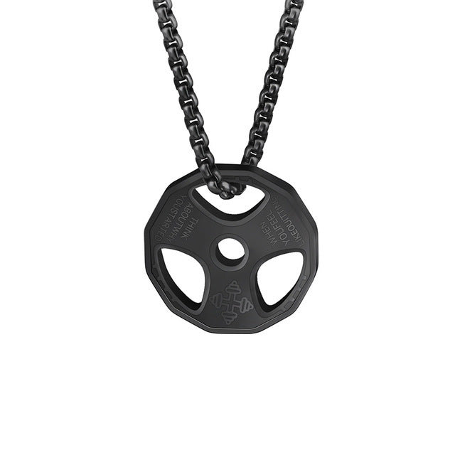 Dumbbell Pendant Necklace — Titanium Steel