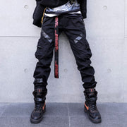 Men's Hip-Hop Leather-Pocket Cargo Pants