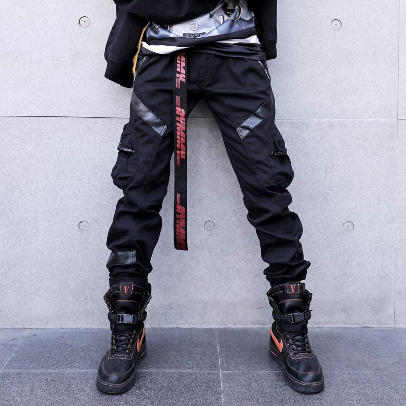 Men's Hip-Hop Leather-Pocket Cargo Pants
