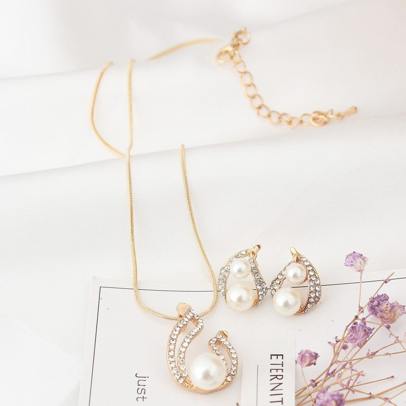 Pearl Drop Bridal Necklace Set