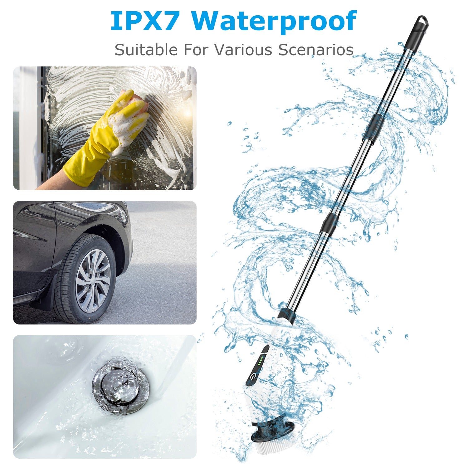 Cordless Electric Telescopic Spin Scrubber