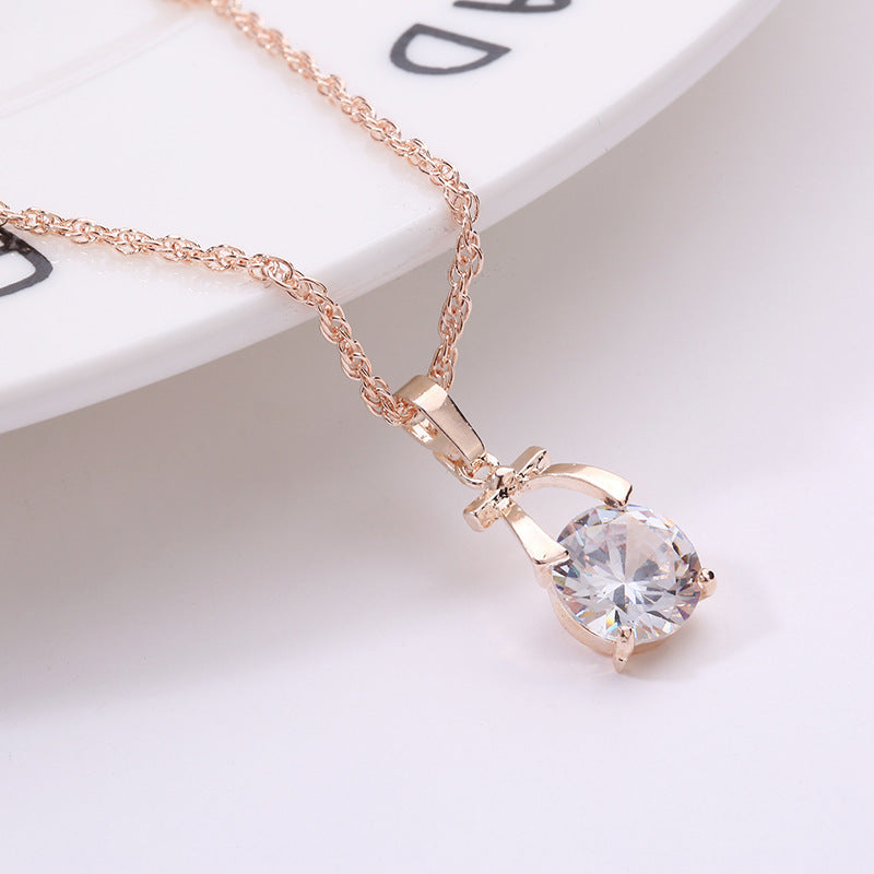 Gold-Plated Crystal Earrings & Butterfly Pendant Bridal Jewelry Set