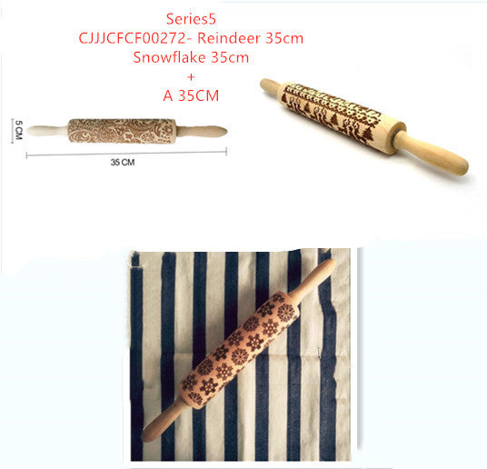 Christmas Embossing Rolling Pin